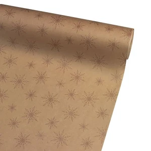 Rollo de Papel Kraft 50cm Ancho 100m Rollo Natural con Impresión de Copos de Nieve Oro Rosa - Imagen 1 de 1