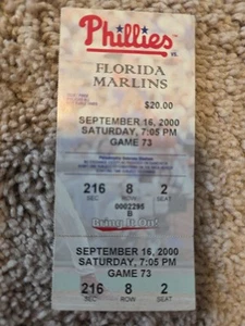 Phillies vs Marlins 13. September 2000 Ticket  - Bild 1 von 2
