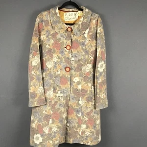 Vintage Feldblumen Mantel Damen klein lang Blumen Merinowolle gefüttert Jacke - Bild 1 von 10