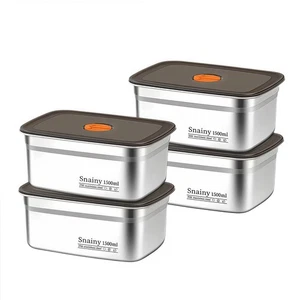 4-Pack] 1500ml Bento Box Food Storage Container, SUS316L Stainless Steel Plat... - Picture 1 of 9