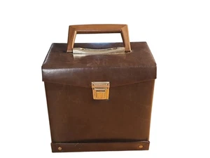 Dunkelbraun Kunstleder 45 U/min 7 Zoll Vinyl Schallplatte Tragetasche Tragetasche - Bild 1 von 8