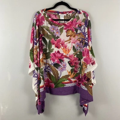 Poncho Chicos Estampado Floral Talla L/XL Estampado Leopardo Mangas 3/4 Cuello Barco Foto 1 de 4