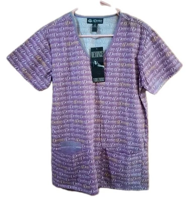 Dereon Short Sleeve Purple Scrub Top Size S NWT - Image 1 of 4