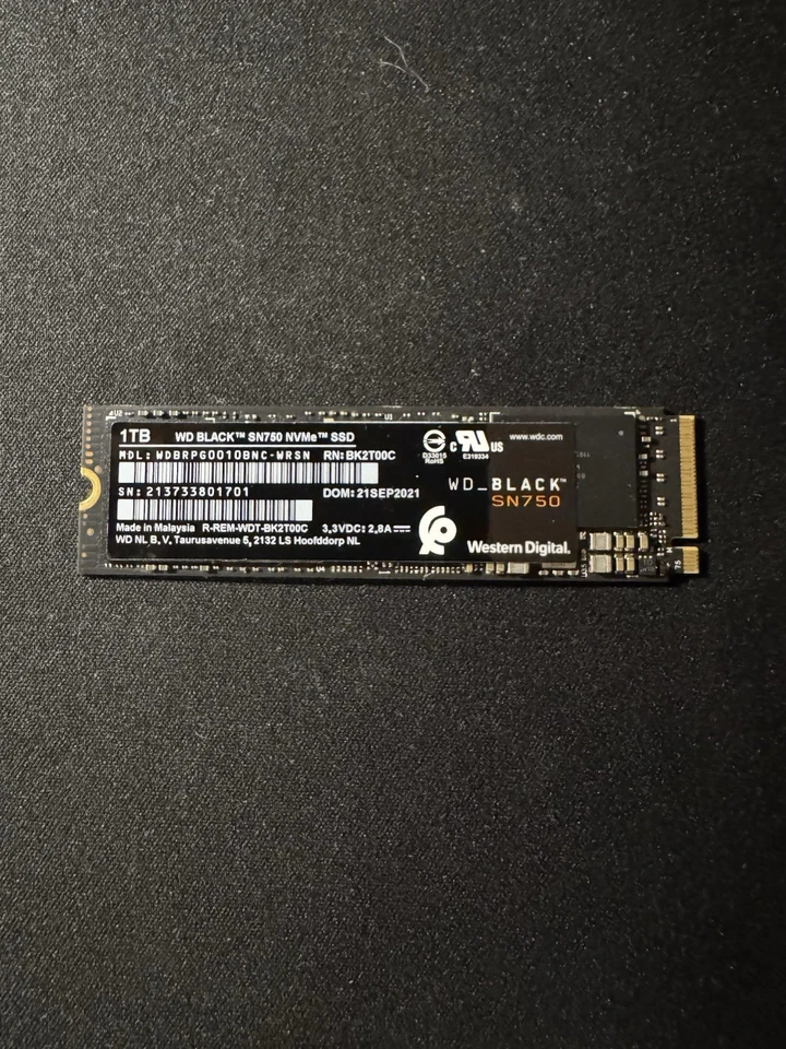 Western Digital WD Black SN750 NVMe M.2 SSD 1TB TESTED WORKING - Image 1 of 2