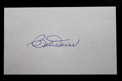 Bobby Doerr HOF (d.2017) Boston Red Sox Autographed Signed 3x5 Index Card JSA - Image 1 of 4