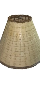Für Palmenlampe geschnitzte Knochenfliese & braune Perlenschirm Rinder Design Starburst - Bild 1 von 11