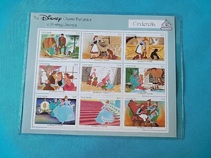 THE DISNEY CLASSIC FAIRYTALES Cinderella Postage Stamps With Certificate Of Auth - Picture 1 of 5