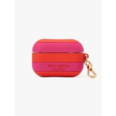 Kate Spade  Seaside Striped Silicone Airpods Case Salmon Pink - Image 1 of 4