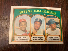 HANK AARON WILLIE STARGELL JOE TORRE RBI LEADERS 1972 TOPPS Card  #87