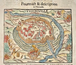 THIONVILLE FRANCE 1568 SEBASTIAN MUNSTER ANTIQUE ENGRAVED VIEW 16TH CENTURY - Picture 1 of 3