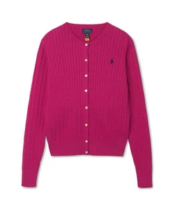 Genuine Polo Ralph Lauren Girls 8-18 Years Mini Cotton Cable Cardigan - Pink - Picture 1 of 9