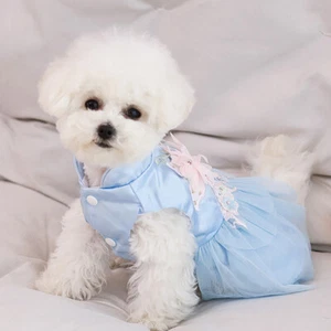 Chihuahua Dog Wedding Dress Clothes Ruffle Lace Floral Embroidery Princess Pet - Picture 1 of 13