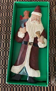 Christmas Santa Claus with Bag of Presents Wooden Ornament 5.5 inches - Picture 1 of 6
