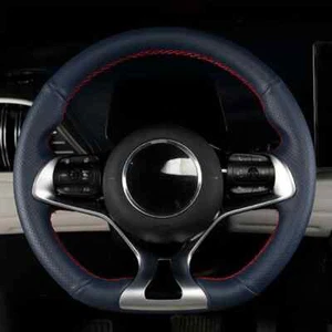 For BYD Atto 3 EV 2022 23 DIY Hand Sewing Black Leather Car Steering Wheel Cover - Picture 1 of 11