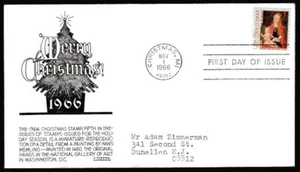 1321 5c Christmas FDC Anderson black cachet Nov. 1, 1966 - Imagen 1 de 1