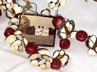 Christmas Rustic Vintage White Flower W/ Red Bells Vine Garland Decor Mantel