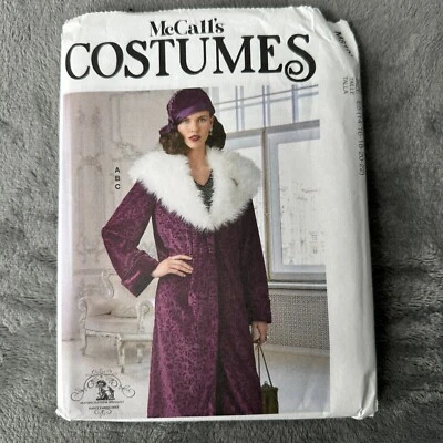 Mccalls Pattern M8190 Sz 14-22 Fur Trimmed Coat Hat 1920s Costume Cosplay - Image 1 of 4