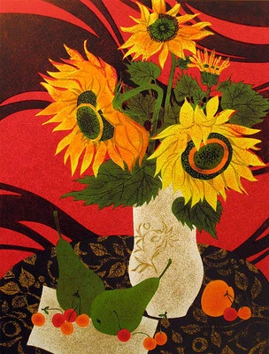 Yves Ganne Tournesols Signed & Numbered Art Lithograph sunflowers fruit OBO - Imagem 1 de 2