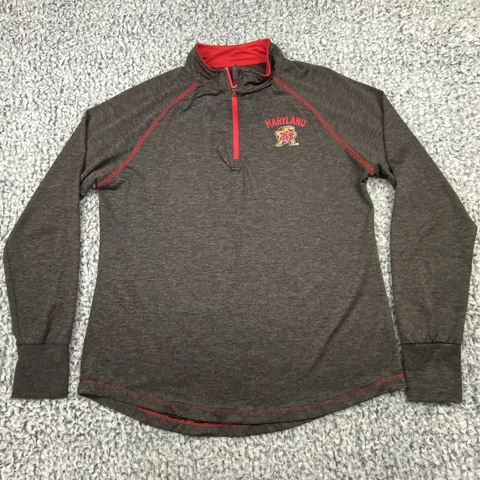 Maryland Terrapins Shirt Womens X 1/4 Zip Long Sleeve Pullover  Black Colosseum Cover