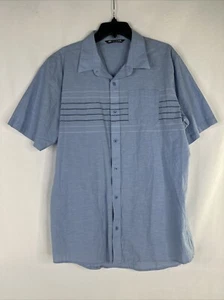 Travis Mathew Button Up Shirt Mens Size XL Blue Striped Short Sleeve - Picture 1 of 15