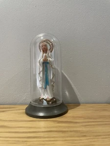 Our Lady of Lourdes 5" Statue Dome Shrine Grave Memorial - Picture 1 of 2