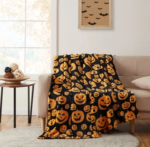 Kate Aurora Halloween Oversized Jack O Lanterns Ultra Soft & Plush Throw Blanket