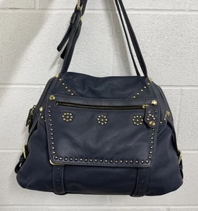 orYANY Womens Purse Leather Bag Shoulder Strap Blue Gold Studded EUC - Picture 1 of 20