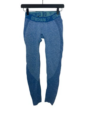 Gymshark 紧身裤女式小号蓝色干高腰标志弹力跑步健身房瑜伽 — 第 1/4 张图片