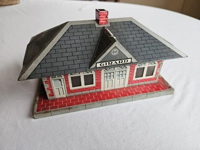 Marx 2960 Girard Train Station Tin Litho Hobby Railroad RR Vintage Building - Image 1 of 4