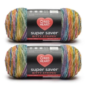 Super Saver Bitty Stripe Rainbow Yarn - 2 Pack of 10oz/283g - 100% Acrylic - ... - Bild 1 von 8
