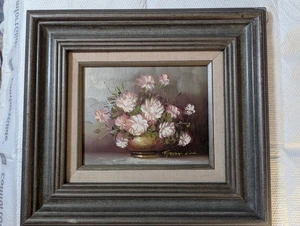 Robert Cox Original Blumen Ölgemälde auf Leinwand Vintage signiert & gerahmt - Bild 1 von 10