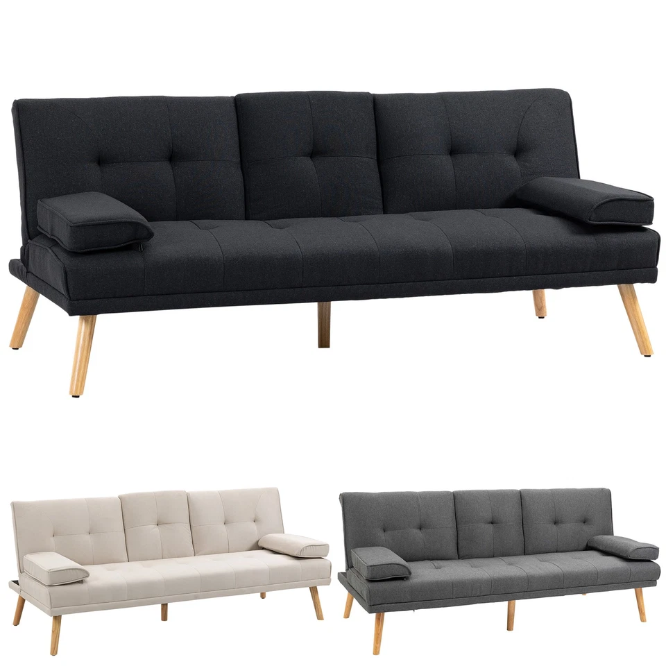 HOMCOM Divano Letto 3 Posti Reclinabile con 2 Braccioli Staccabili - Immagine 1 di 1