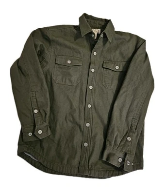 Duluth Trading Co Men's Sz M Olive Green Cotton Canvas Fleece Lined Jacket - Image 1 of 4