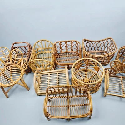 Rattan Furniture Photography for Newborns  Props Retro Basket  Baby Girl Boy Bed - Image 1 of 4