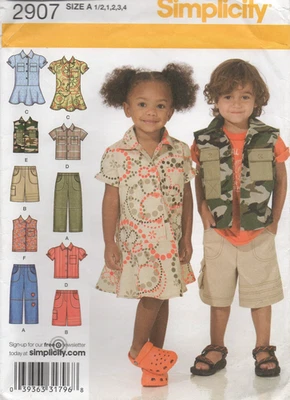 Simplicity Sewing Pattern 2907 Dress Trousers Shirt Shorts Vest Age 1/2 to 2 yrs - Image 1 of 4