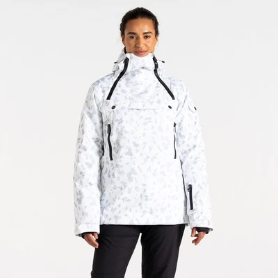 DARE 2B Womens Dare2b Slideout Overhead Ski Board Jacket White Dash Print Ladies
