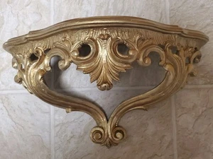 Estilo Florentino 15x6" Estante de Pared Italia Plástico Dorado Color Ornamentado Desplazamiento - Imagen 1 de 20