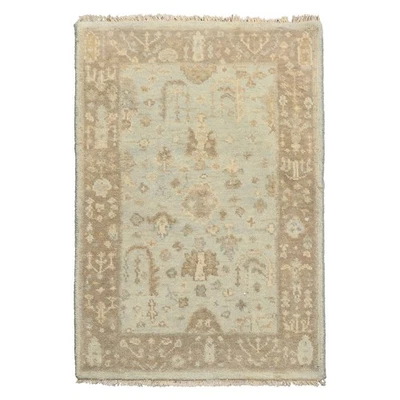 LoomBloom 2x3 Hand Knotted Wool Mint Oushak Transitional Rug - Image 1 of 4