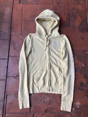 Sudadera con capucha vintage Y2K Ambercrombie & Fitch cremallera para mujer grande amarilla Foto 1 de 4
