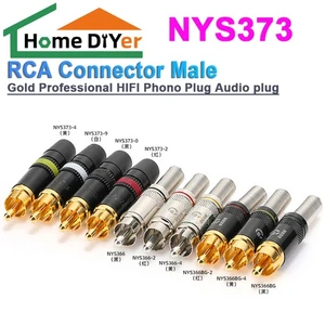 2×RCA Connector Male Gold Professional HIFI Phono Plug NYS373 Audio plug - Picture 1 of 19