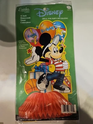 Vintage Disney Mickey Mouse Birthday Honeycomb Centerpiece 11 Inch Sports 90s - Image 1 of 2