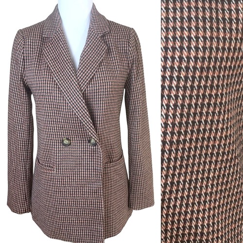 VETEMENTS Giacca blazer donna doppiopetto Skies Are blu taglia XS pied de poule tasche