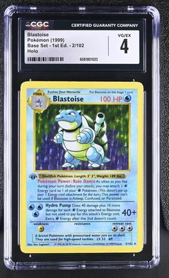 CGC 4 Blastoise 1999 Base Set 1st Edition Shadowless 2/102 Holo Pokemon Card - Image 1 of 2