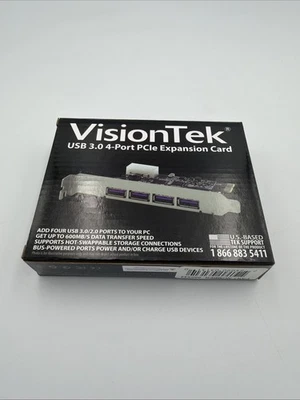 NIB VisionTek 4-Ports USB 3.0 PCI-E Expansion Card HUB Adapter 600MB/S Speed - Image 1 of 4