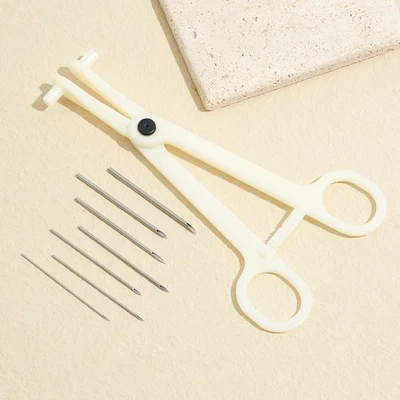 OYAFACE Body Piercing Kit - 11pcs Piercing Needles Clamps Kit Hollow Mix Needles 12G-20G