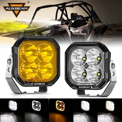 2pcs AUXBEAM 3" LED Pods Lights +Amber Turn Light for Polaris RZR XP 900 800 100 - Image 1 of 4