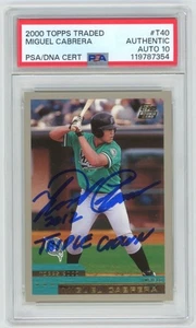 MIGUEL CABRERA "2012 Triple Crown" Signed 2000 Topps Traded ROOKIE Card PSA Auto - Picture 1 of 2