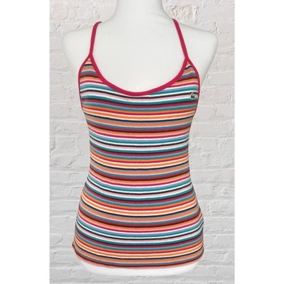 Camiseta sin mangas Y2K Vintage Lacoste rosa multicolor talla 42 L 10 verano playa salir   Foto 1 de 4