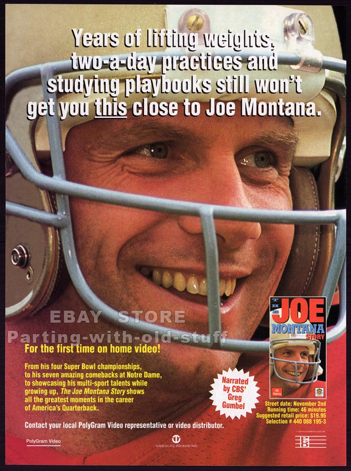 The JOE MONTANA Story__Original 1993 impresión comercial promoción de anuncios__San Francisco 49ers Foto 1 de 1