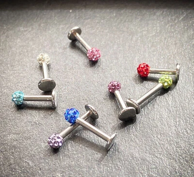 Labret com rosca interna com bola preciosa de cristal Ferido 3mm - ESCOLHA SUA COR - Imagem 1 de 4
